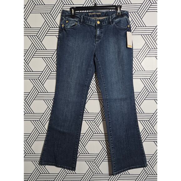 NWT Michael Kors Distress Blue Low Rise Bootcut Jeans size 8p - Picture 1 of 5